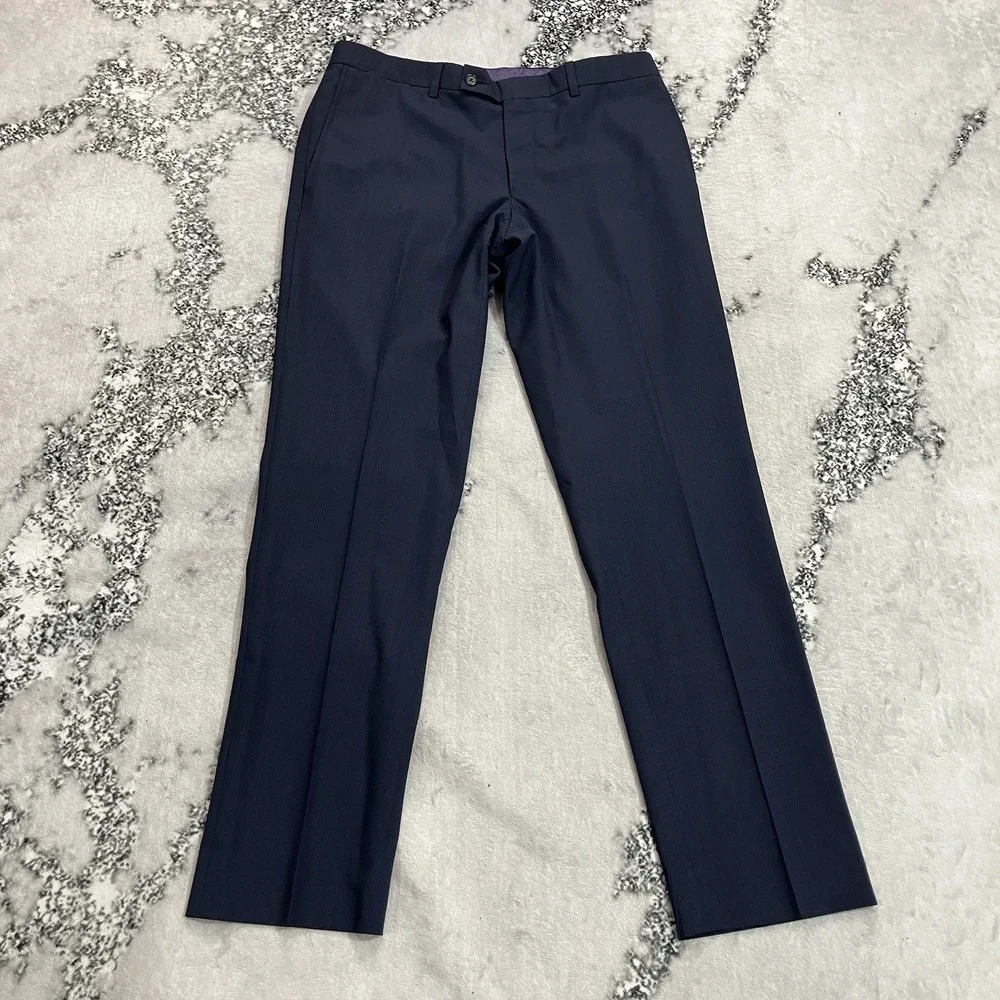 Ted Baker Endurance Jones CT 100% Wool Navy Pinstripe 2 Piece Suit 42S 34